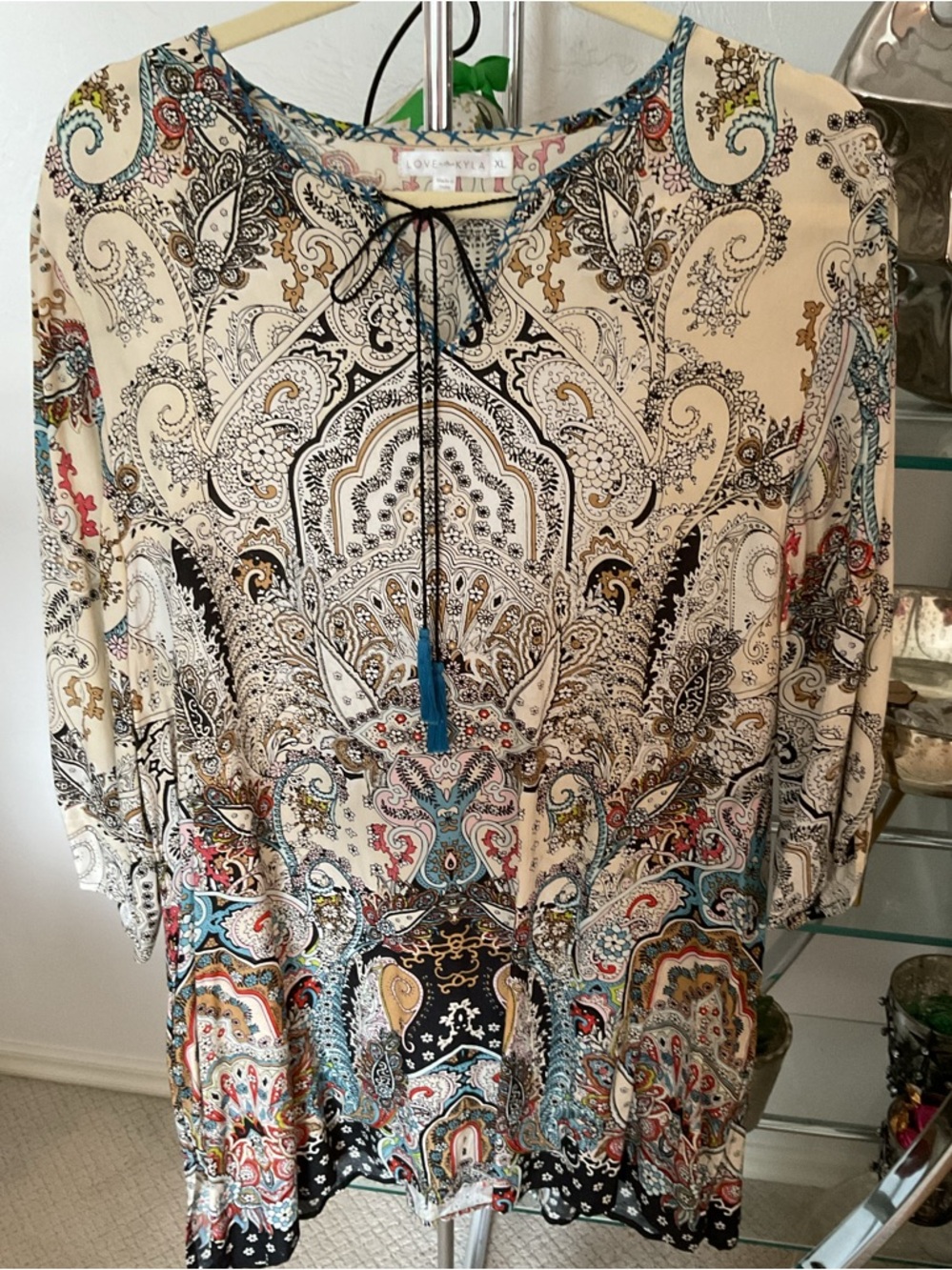 Paisley Print Tunic dress with Tassel Tie by Love Kyla.